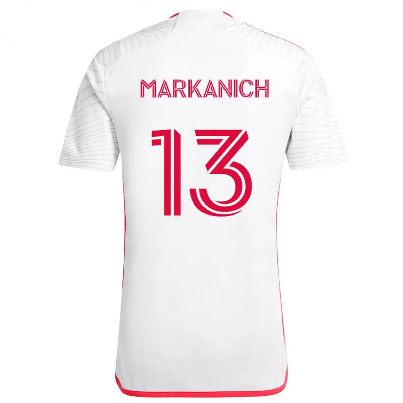 Danxen Kinderen Anthony Markanich #13 Wit Rood Uitshirt Uittenue 2024/25 T-Shirt