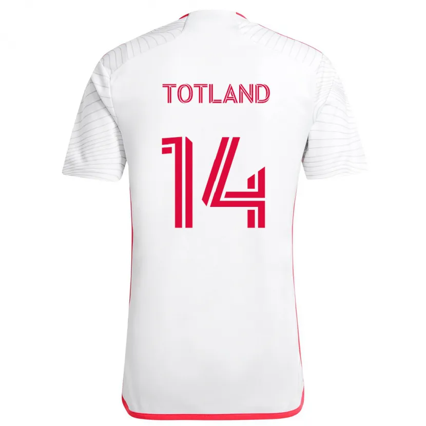 Danxen Kinderen Tomas Totland #14 Wit Rood Uitshirt Uittenue 2024/25 T-Shirt