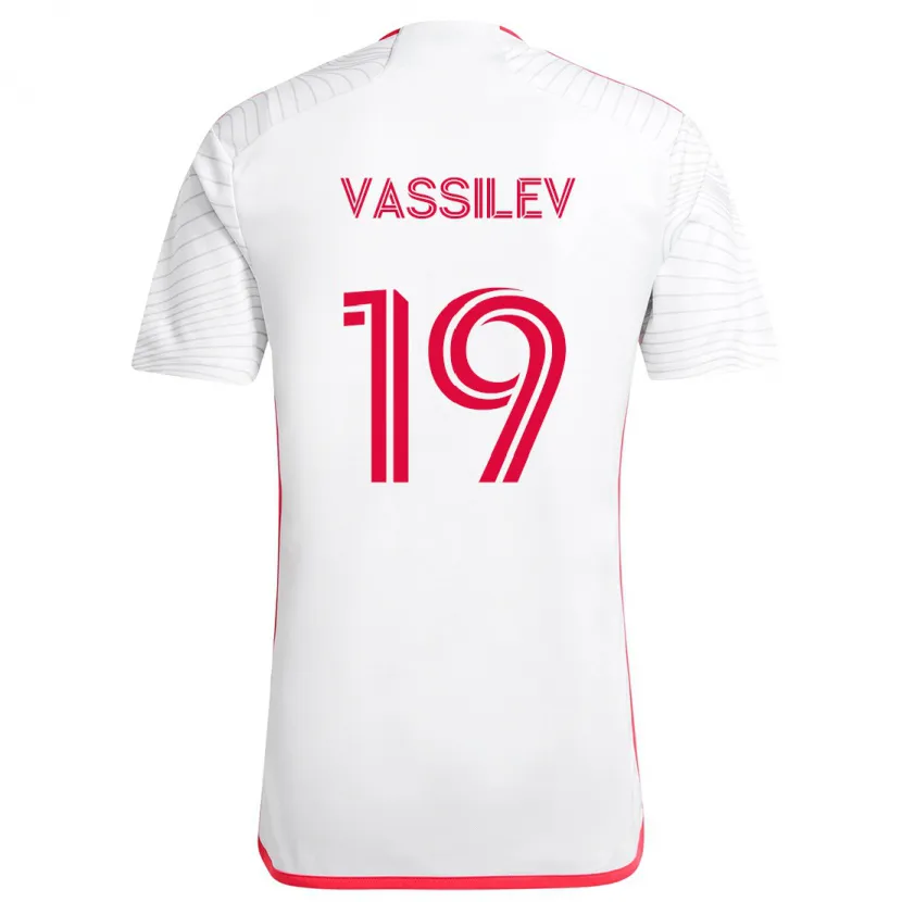 Danxen Kinderen Indiana Vassilev #19 Wit Rood Uitshirt Uittenue 2024/25 T-Shirt