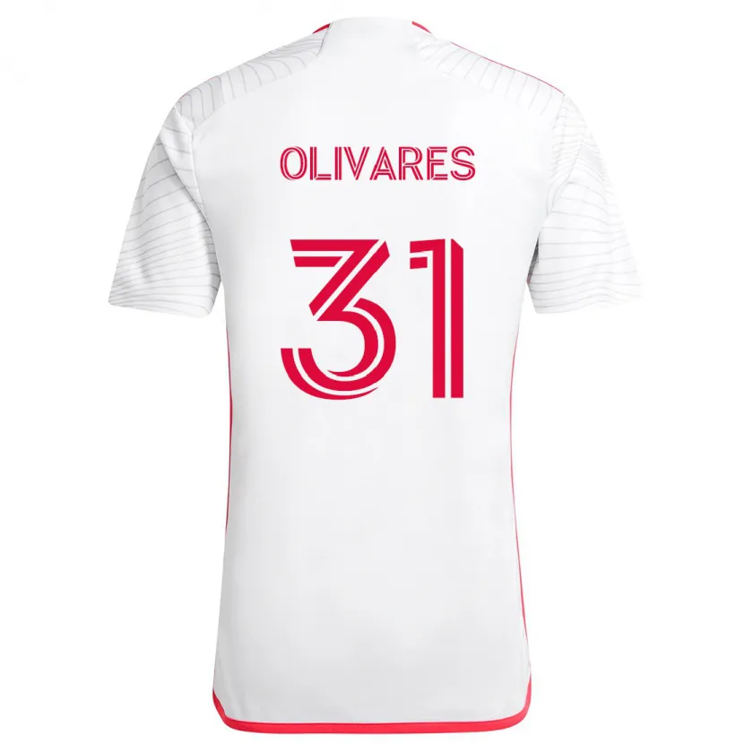 Danxen Kinderen Christian Olivares #31 Wit Rood Uitshirt Uittenue 2024/25 T-Shirt