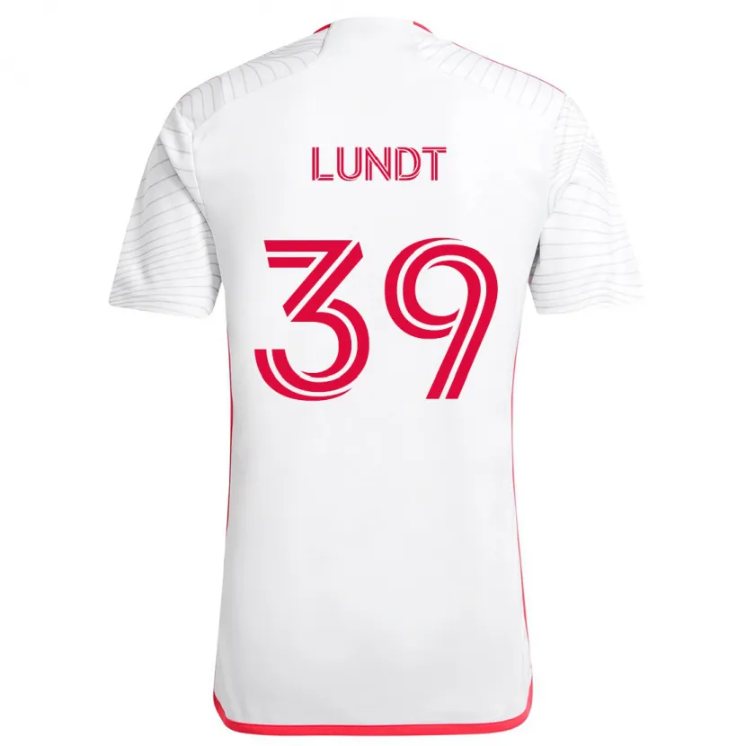 Danxen Kinderen Ben Lundt #39 Wit Rood Uitshirt Uittenue 2024/25 T-Shirt