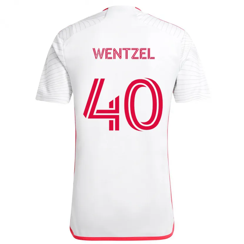 Danxen Kinderen Michael Wentzel #40 Wit Rood Uitshirt Uittenue 2024/25 T-Shirt