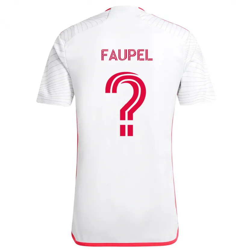 Danxen Kinderen Anthony Faupel #0 Wit Rood Uitshirt Uittenue 2024/25 T-Shirt