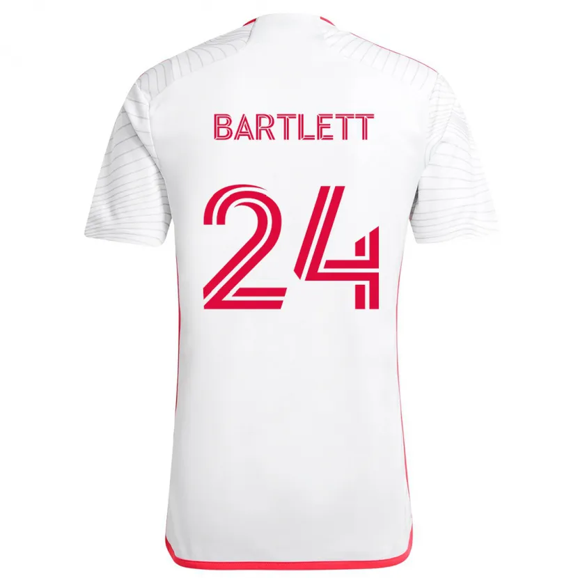 Danxen Kinderen Lucas Bartlett #24 Wit Rood Uitshirt Uittenue 2024/25 T-Shirt