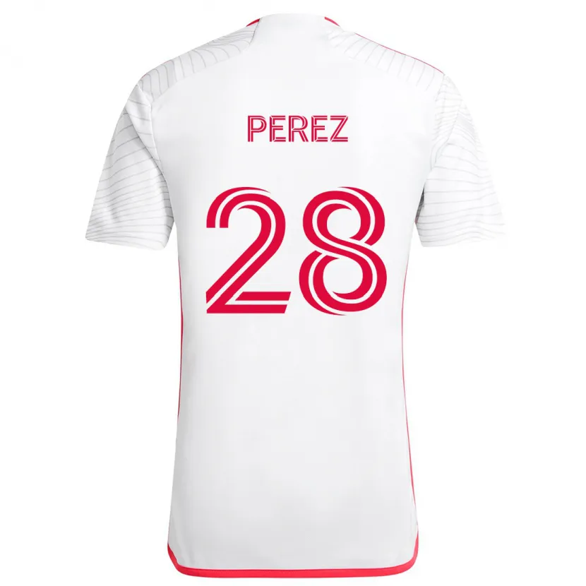 Danxen Kinderen Miguel Perez #28 Wit Rood Uitshirt Uittenue 2024/25 T-Shirt