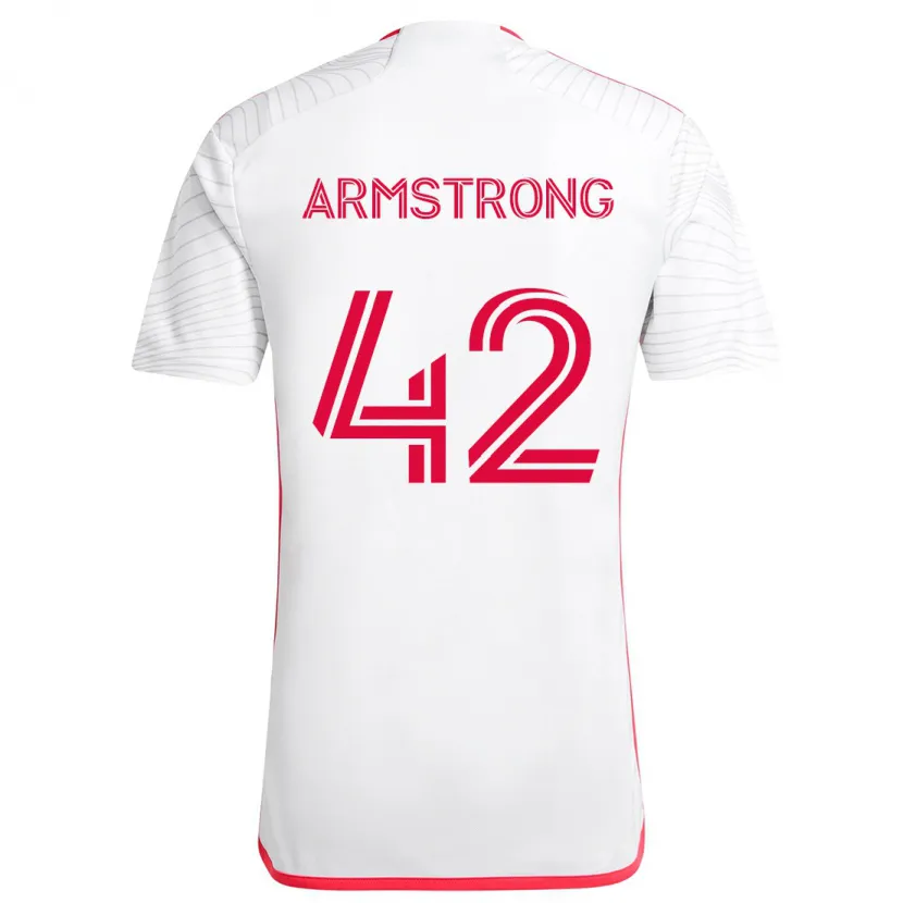 Danxen Kinderen Ezra Armstrong #42 Wit Rood Uitshirt Uittenue 2024/25 T-Shirt