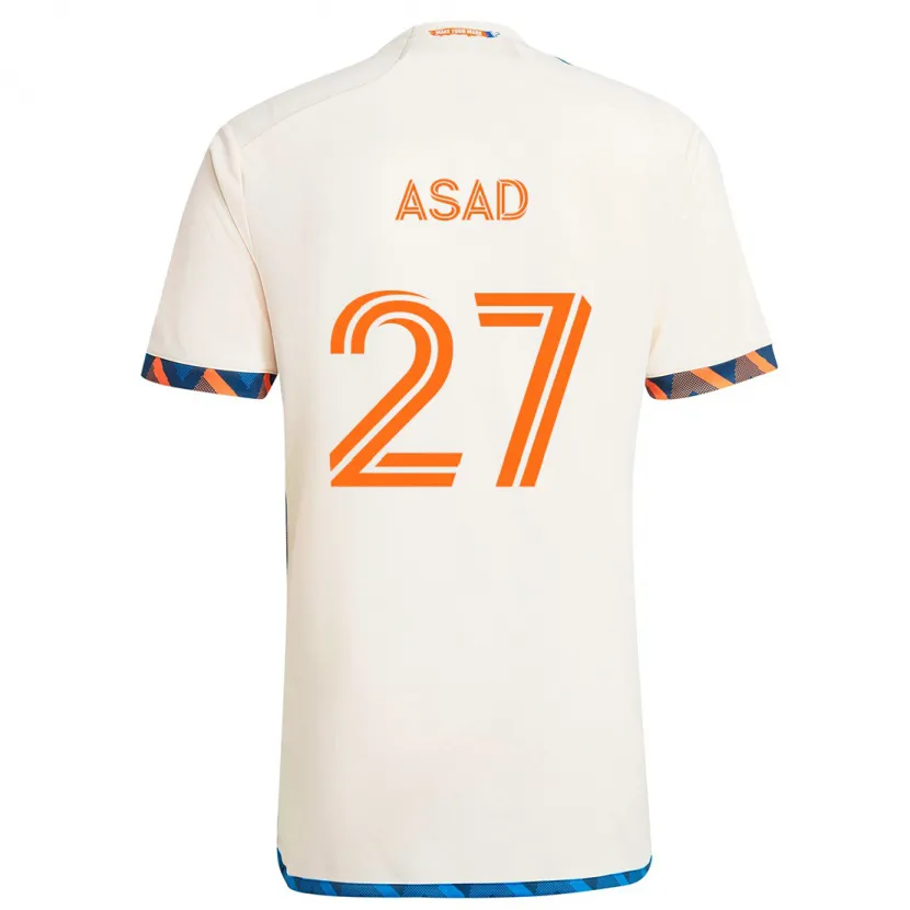 Danxen Kinderen Yamil Asad #27 Wit Oranje Uitshirt Uittenue 2024/25 T-Shirt