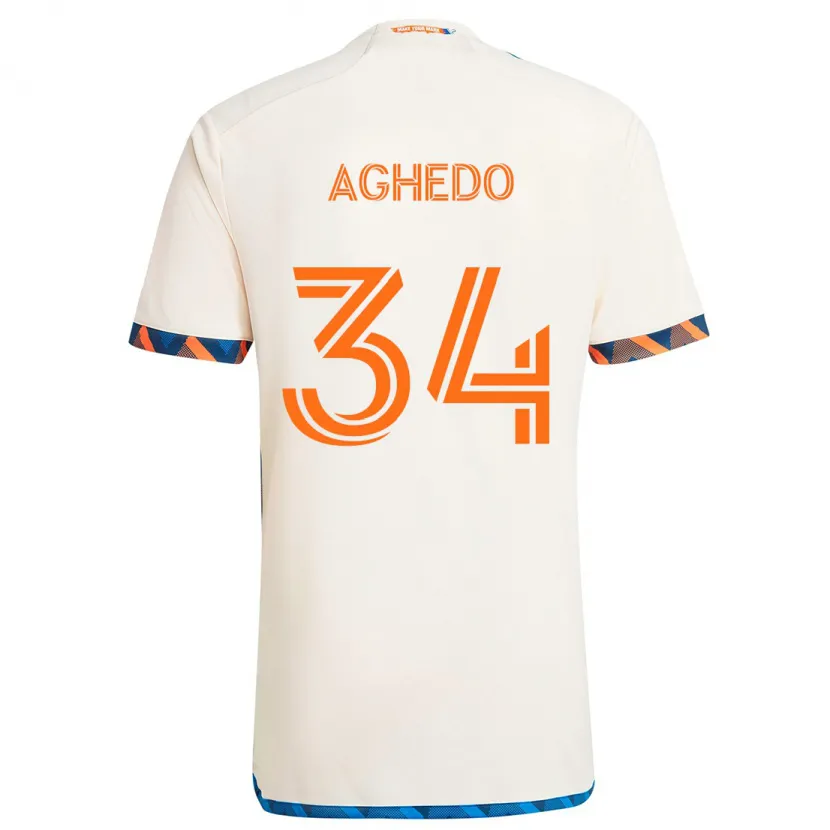 Danxen Kinderen London Aghedo #34 Wit Oranje Uitshirt Uittenue 2024/25 T-Shirt