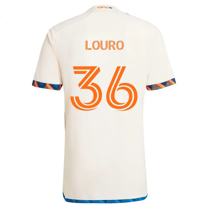 Danxen Kinderen Evan Louro #36 Wit Oranje Uitshirt Uittenue 2024/25 T-Shirt