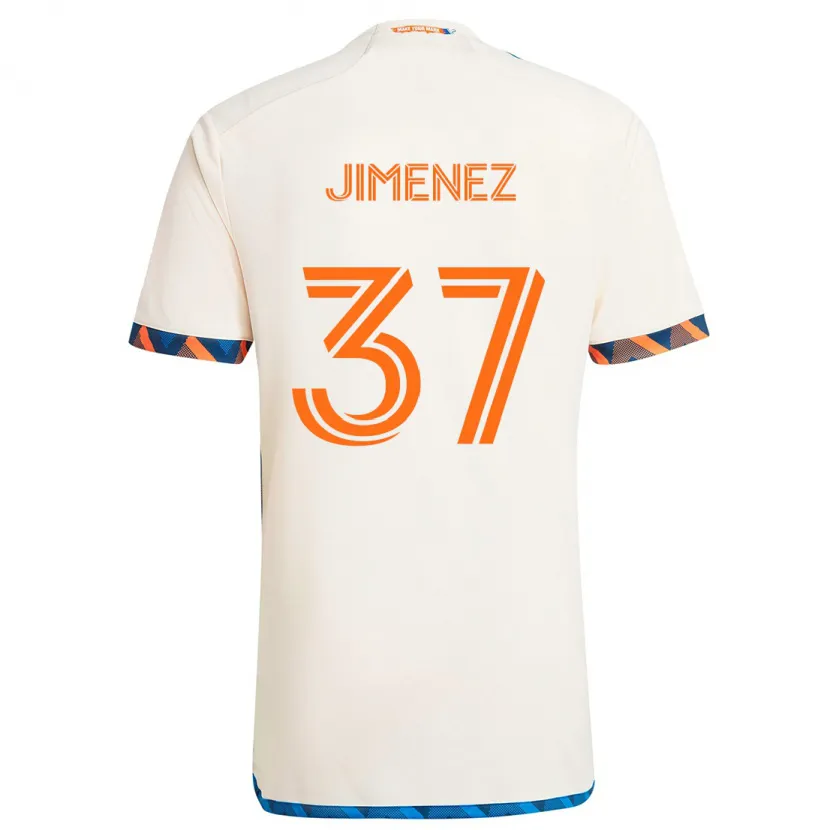 Danxen Kinderen Stiven Jimenez #37 Wit Oranje Uitshirt Uittenue 2024/25 T-Shirt