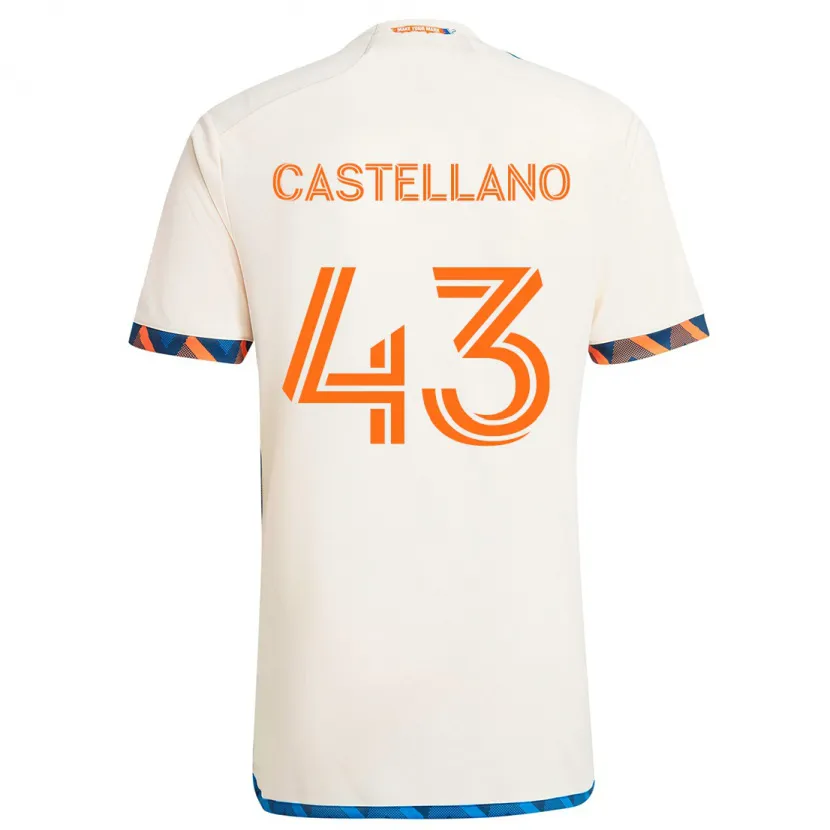 Danxen Kinderen Jesús Castellano #43 Wit Oranje Uitshirt Uittenue 2024/25 T-Shirt