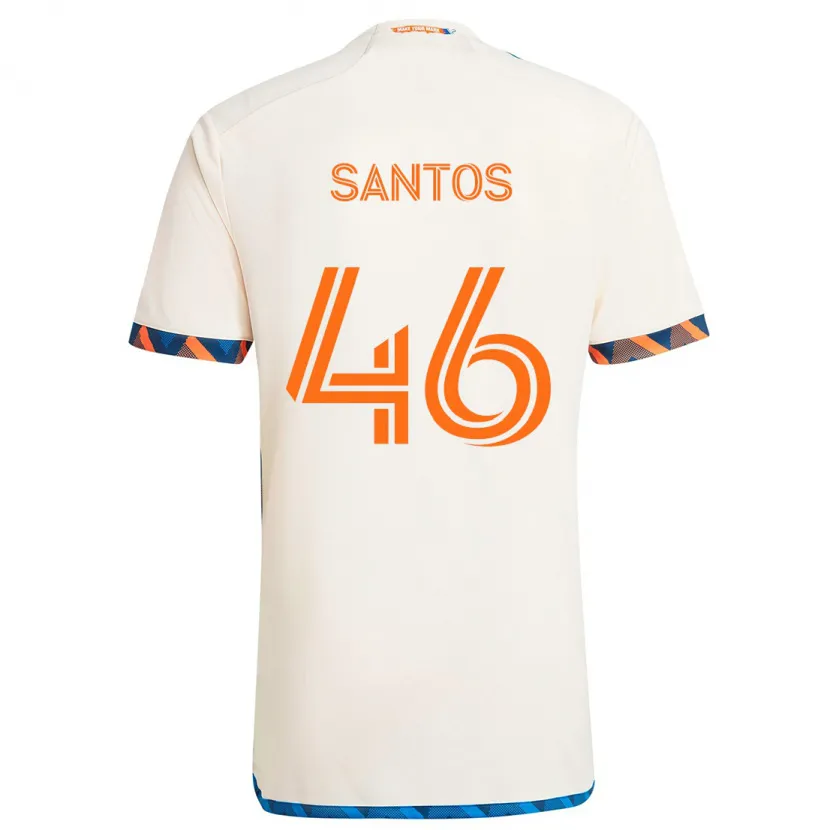 Danxen Kinderen Guilherme Santos #46 Wit Oranje Uitshirt Uittenue 2024/25 T-Shirt