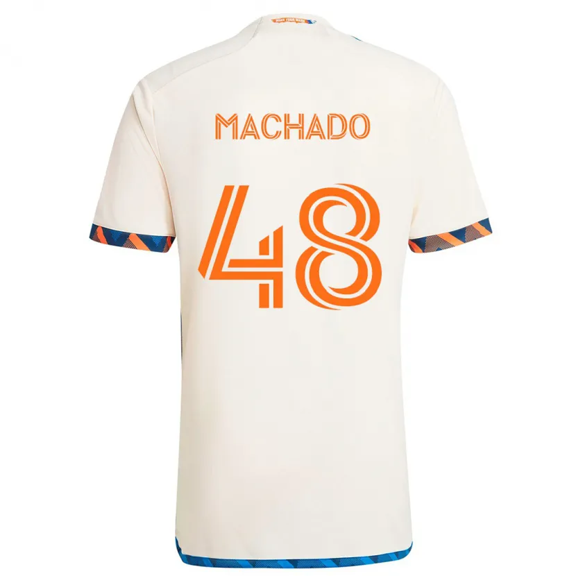 Danxen Kinderen Juan Machado #48 Wit Oranje Uitshirt Uittenue 2024/25 T-Shirt