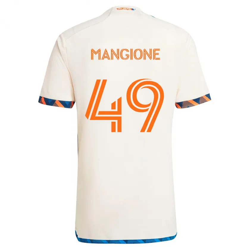 Danxen Kinderen Peter Mangione #49 Wit Oranje Uitshirt Uittenue 2024/25 T-Shirt