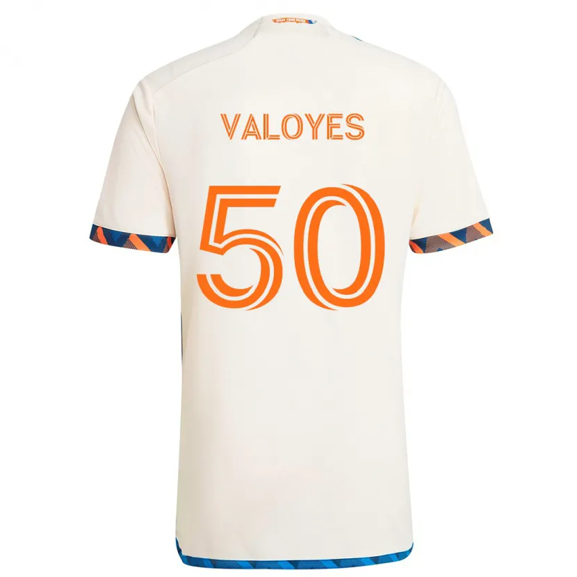 Danxen Kinderen Yeiner Valoyes #50 Wit Oranje Uitshirt Uittenue 2024/25 T-Shirt