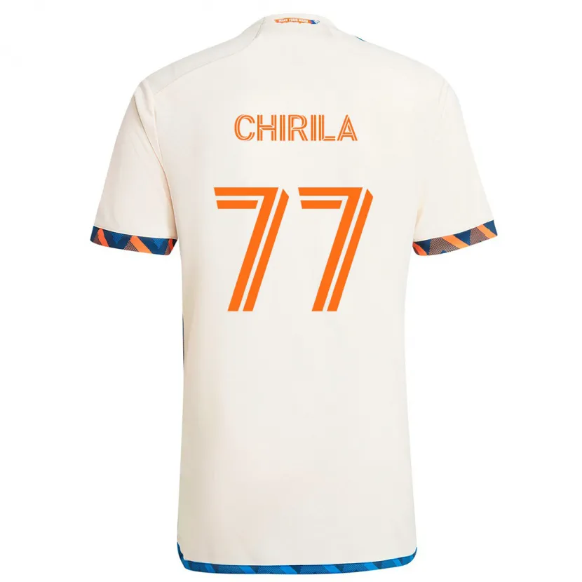 Danxen Kinderen Stefan Chirila #77 Wit Oranje Uitshirt Uittenue 2024/25 T-Shirt