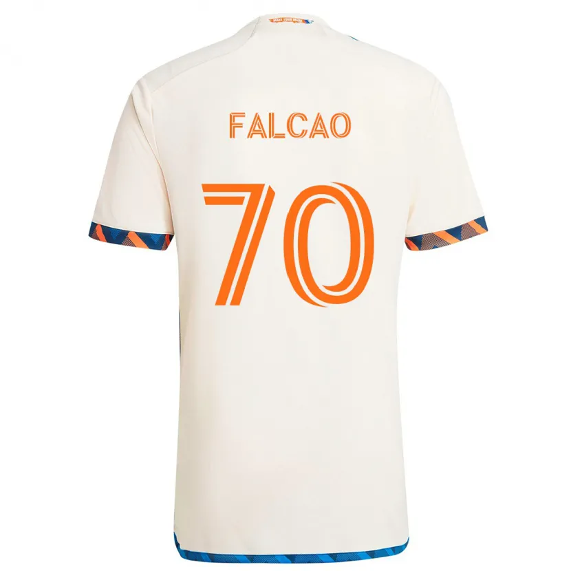 Danxen Kinderen Kiano Falcao #70 Wit Oranje Uitshirt Uittenue 2024/25 T-Shirt