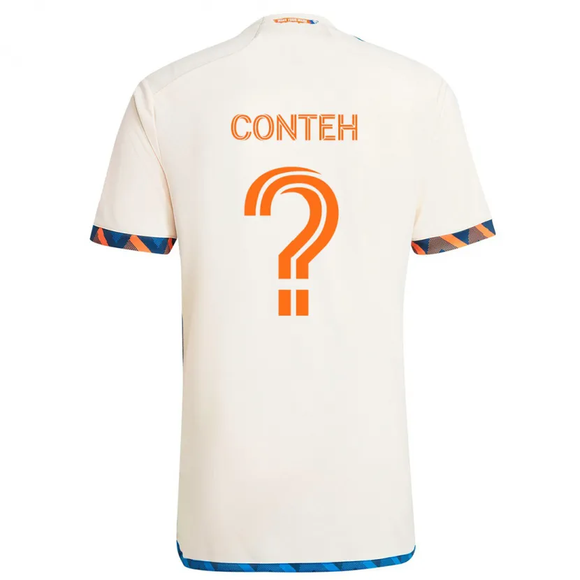 Danxen Kinderen Haroun Conteh #0 Wit Oranje Uitshirt Uittenue 2024/25 T-Shirt