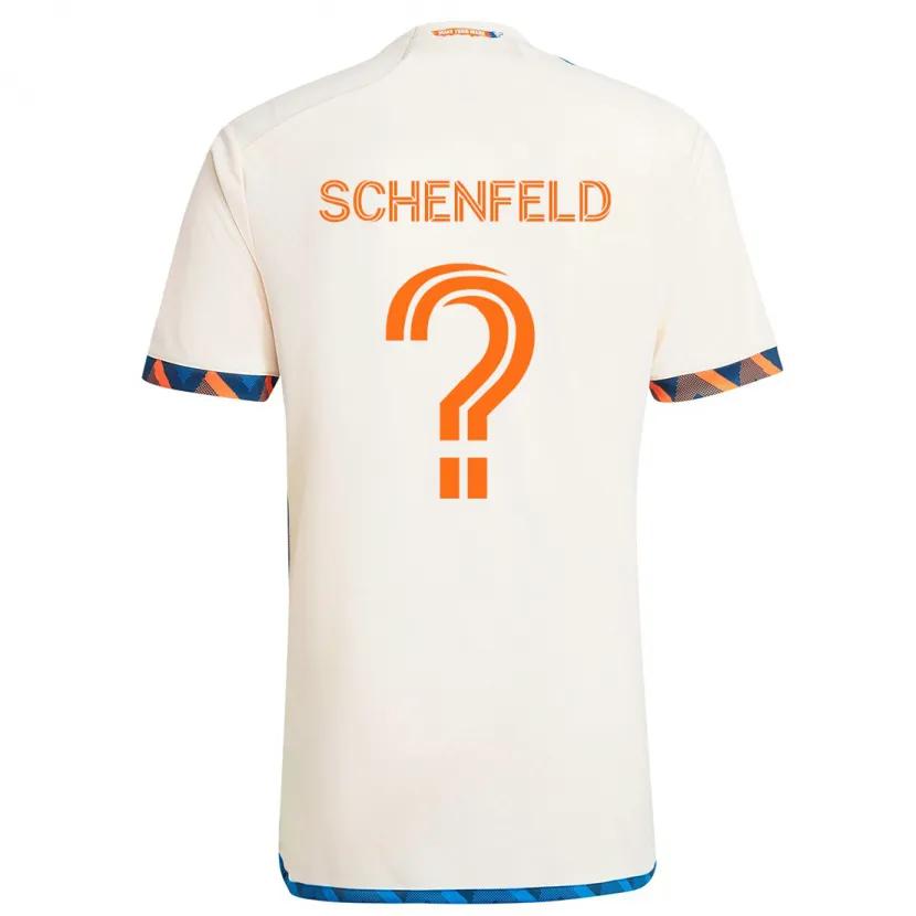 Danxen Kinderen Matthew Schenfeld #0 Wit Oranje Uitshirt Uittenue 2024/25 T-Shirt