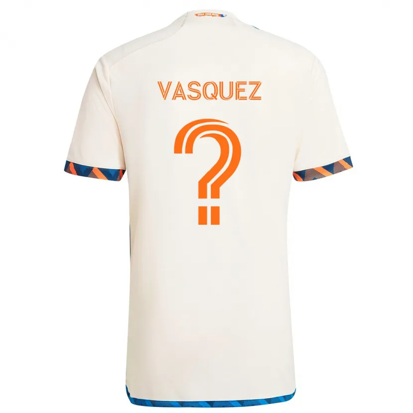 Danxen Kinderen Bryan Vásquez #0 Wit Oranje Uitshirt Uittenue 2024/25 T-Shirt