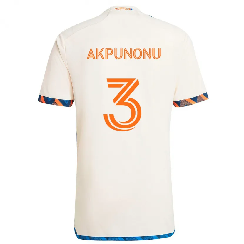 Danxen Kinderen Joey Akpunonu #3 Wit Oranje Uitshirt Uittenue 2024/25 T-Shirt