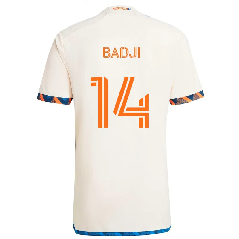 Danxen Kinderen Dominique Badji #14 Wit Oranje Uitshirt Uittenue 2024/25 T-Shirt