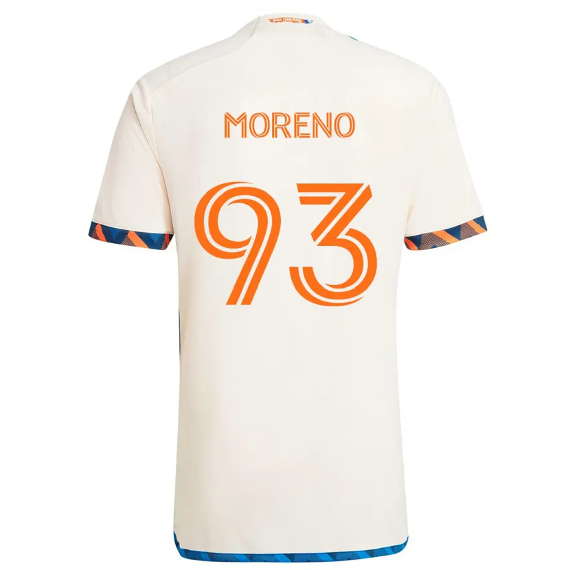 Danxen Kinderen Júnior Moreno #93 Wit Oranje Uitshirt Uittenue 2024/25 T-Shirt