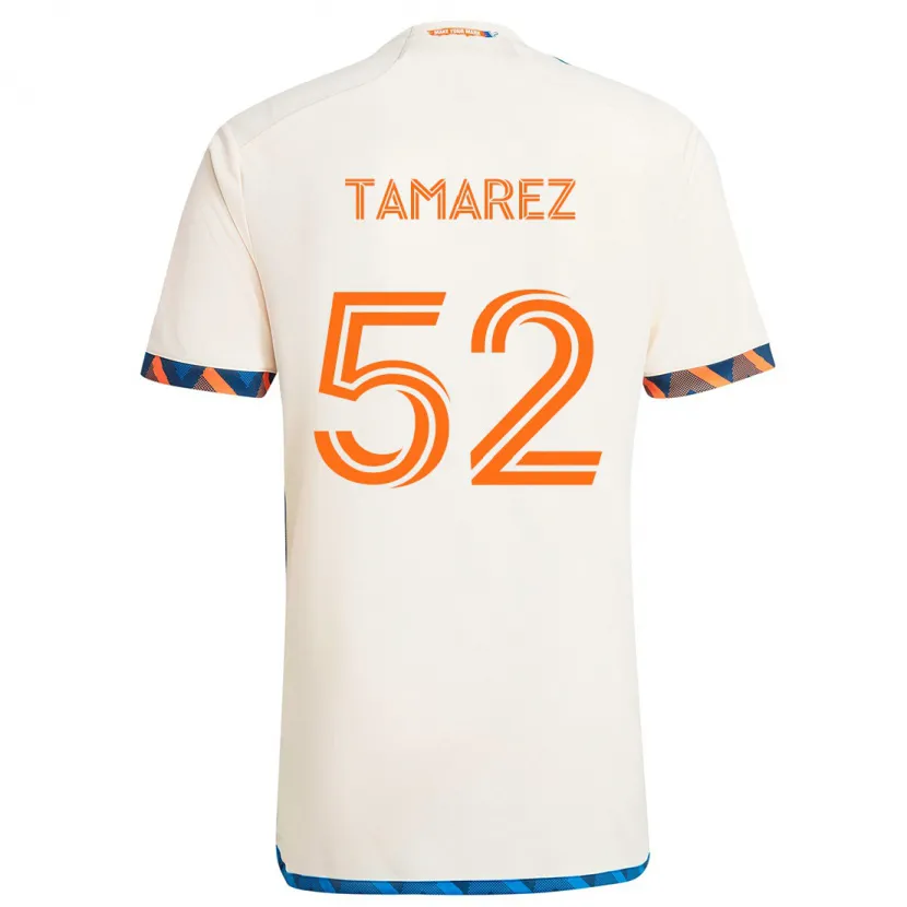 Danxen Kinderen Lucas Tamarez #52 Wit Oranje Uitshirt Uittenue 2024/25 T-Shirt