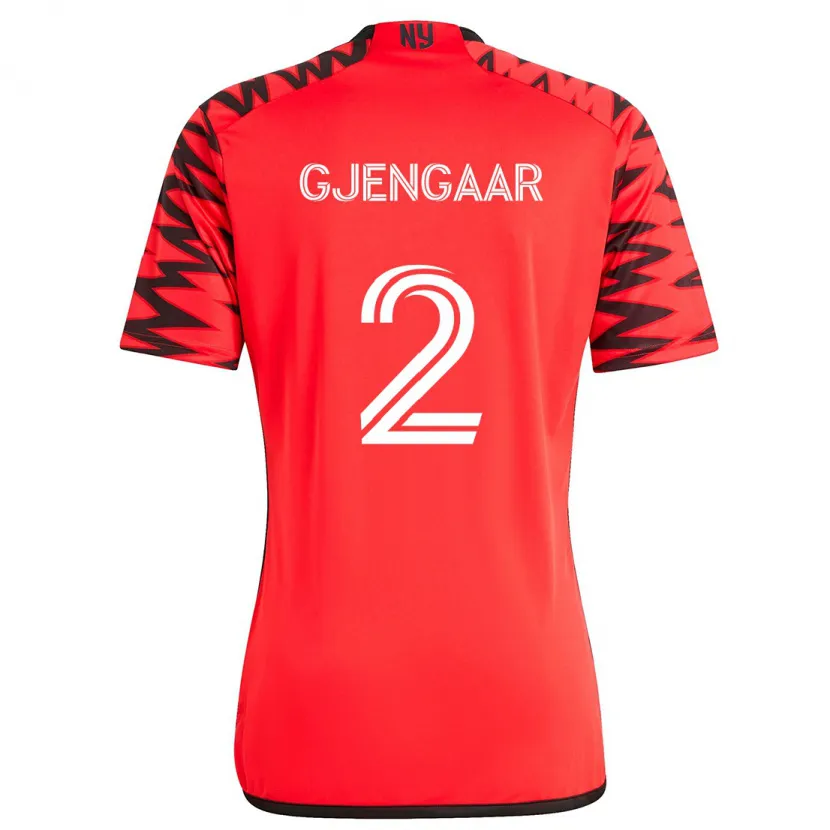 Danxen Kinderen Dennis Gjengaar #2 Rood Zwart Wit Uitshirt Uittenue 2024/25 T-Shirt