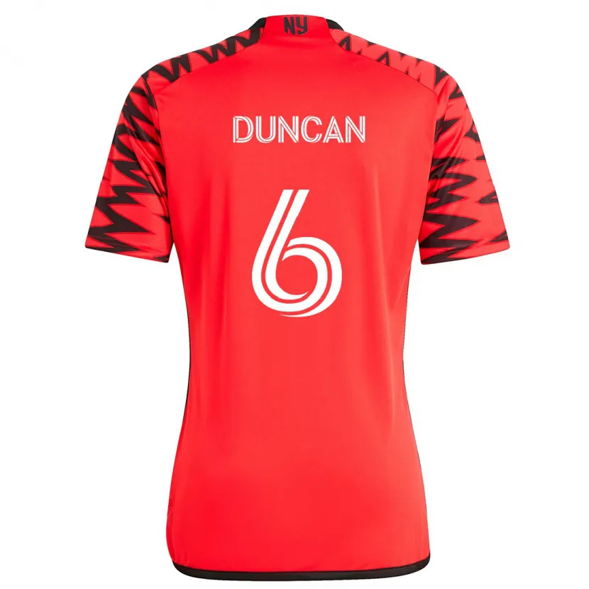 Danxen Kinderen Kyle Duncan #6 Rood Zwart Wit Uitshirt Uittenue 2024/25 T-Shirt