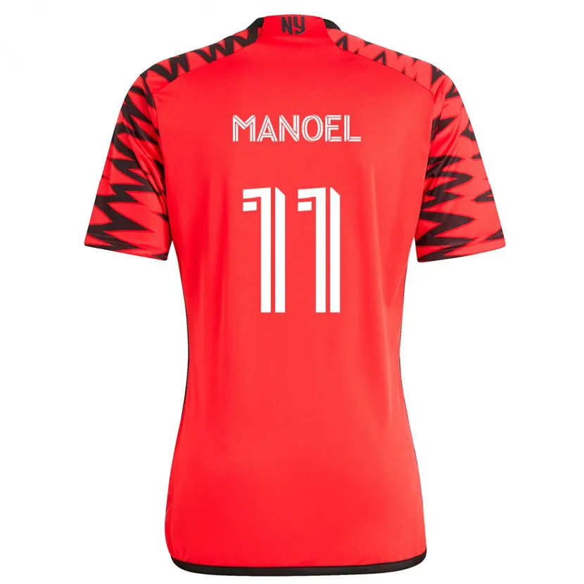 Danxen Kinderen Elias Manoel #11 Rood Zwart Wit Uitshirt Uittenue 2024/25 T-Shirt