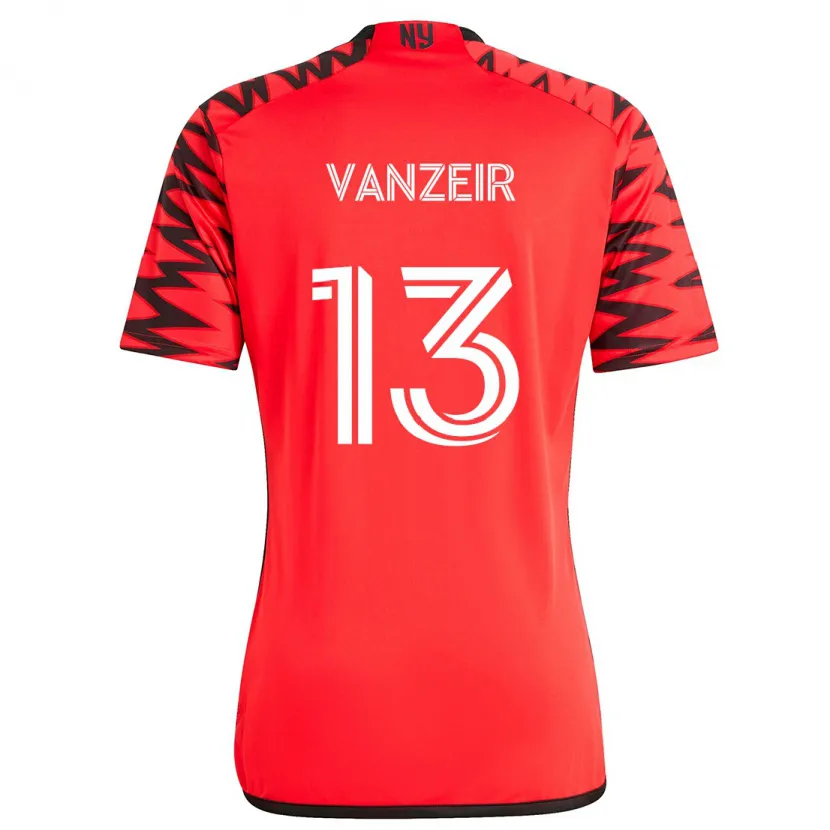 Danxen Kinderen Dante Vanzeir #13 Rood Zwart Wit Uitshirt Uittenue 2024/25 T-Shirt