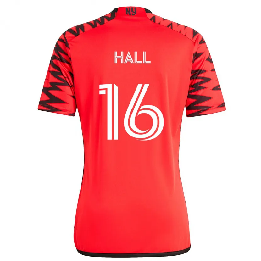 Danxen Kinderen Julian Hall #16 Rood Zwart Wit Uitshirt Uittenue 2024/25 T-Shirt