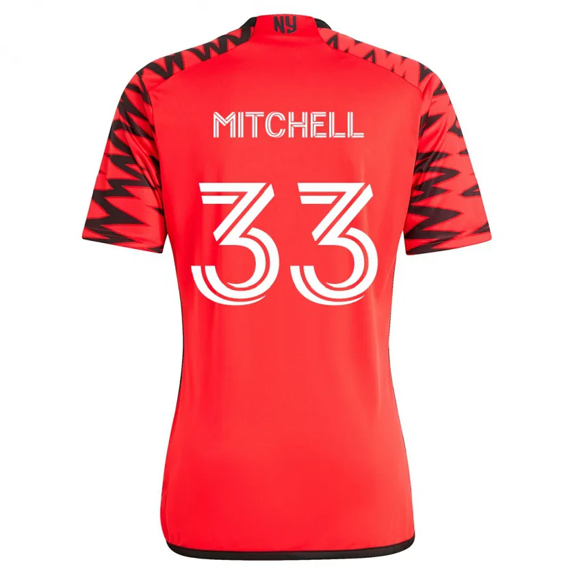 Danxen Kinderen Roald Mitchell #33 Rood Zwart Wit Uitshirt Uittenue 2024/25 T-Shirt