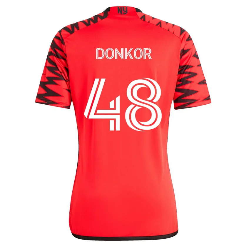 Danxen Kinderen Ronald Donkor #48 Rood Zwart Wit Uitshirt Uittenue 2024/25 T-Shirt