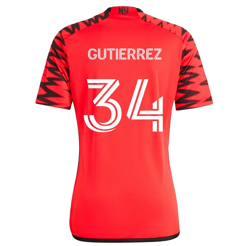 Danxen Kinderen Juan Gutiérrez #34 Rood Zwart Wit Uitshirt Uittenue 2024/25 T-Shirt