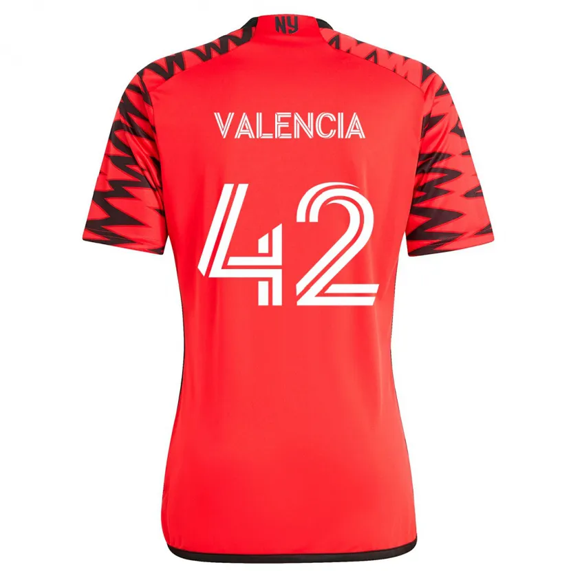 Danxen Kinderen Omar Valencia #42 Rood Zwart Wit Uitshirt Uittenue 2024/25 T-Shirt