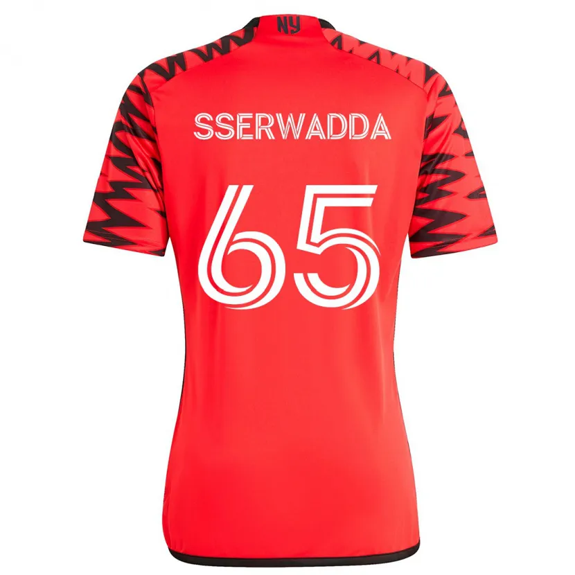 Danxen Kinderen Steven Sserwadda #65 Rood Zwart Wit Uitshirt Uittenue 2024/25 T-Shirt