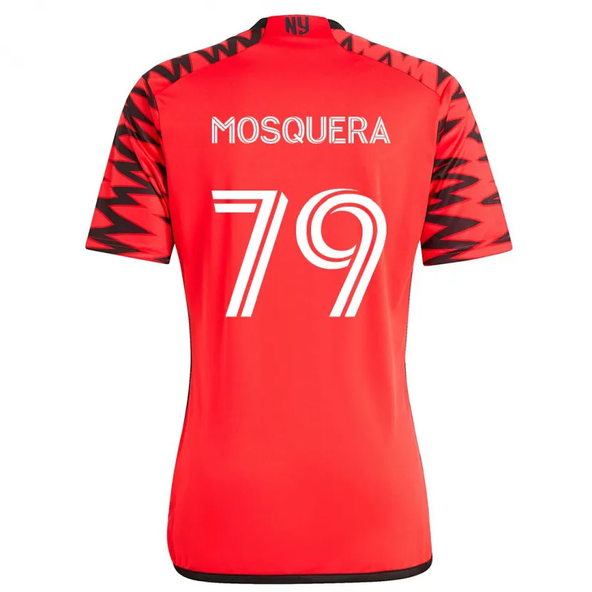 Danxen Kinderen Rafael Mosquera #79 Rood Zwart Wit Uitshirt Uittenue 2024/25 T-Shirt