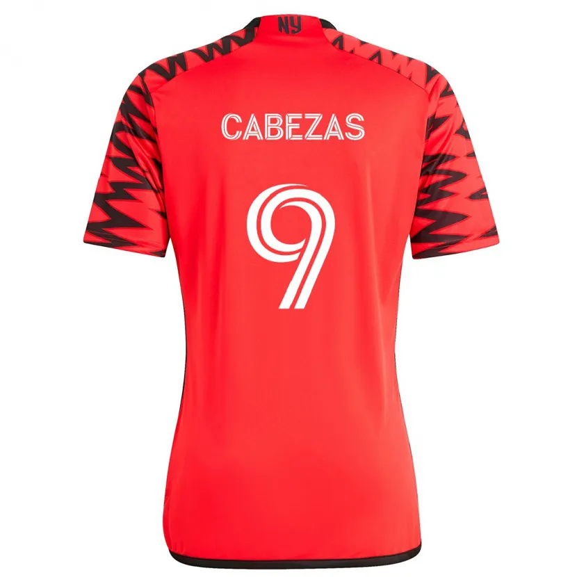 Danxen Kinderen Jorge Cabezas #9 Rood Zwart Wit Uitshirt Uittenue 2024/25 T-Shirt