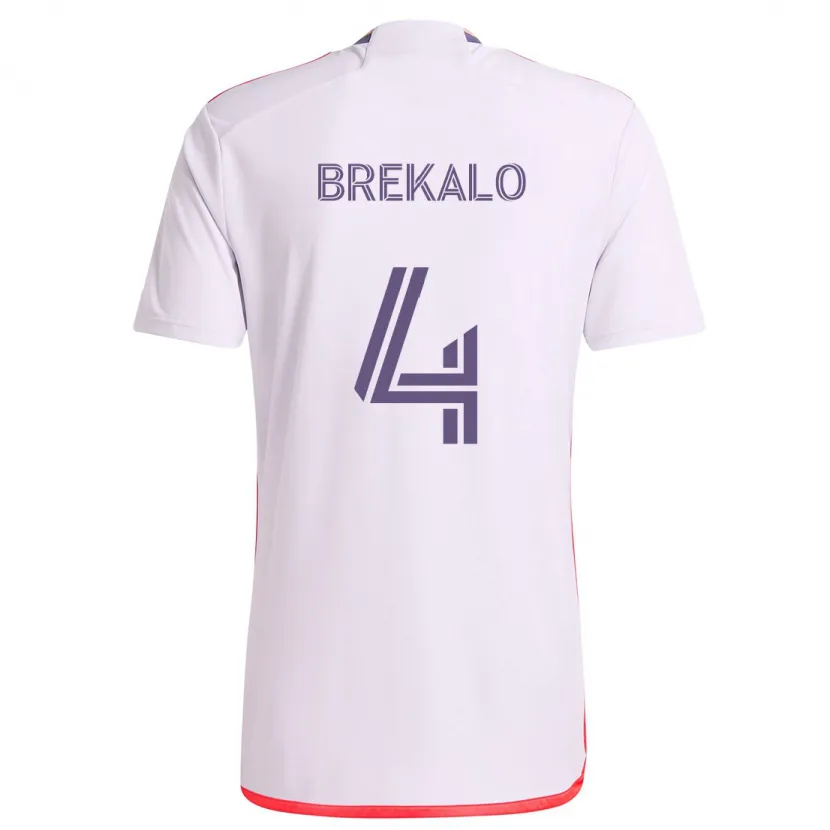 Danxen Kinderen David Brekalo #4 Wit Rood Paars Uitshirt Uittenue 2024/25 T-Shirt