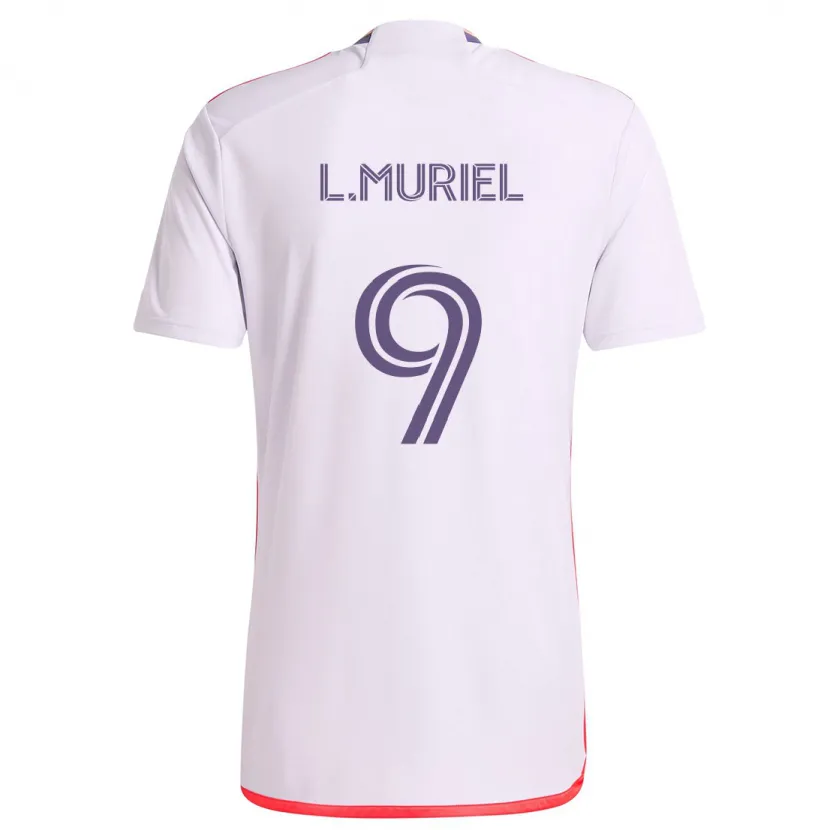 Danxen Kinderen Luis Muriel #9 Wit Rood Paars Uitshirt Uittenue 2024/25 T-Shirt