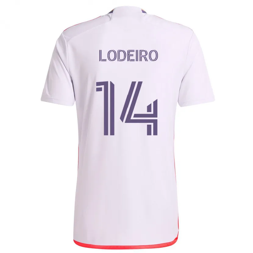 Danxen Kinderen Nicolás Lodeiro #14 Wit Rood Paars Uitshirt Uittenue 2024/25 T-Shirt