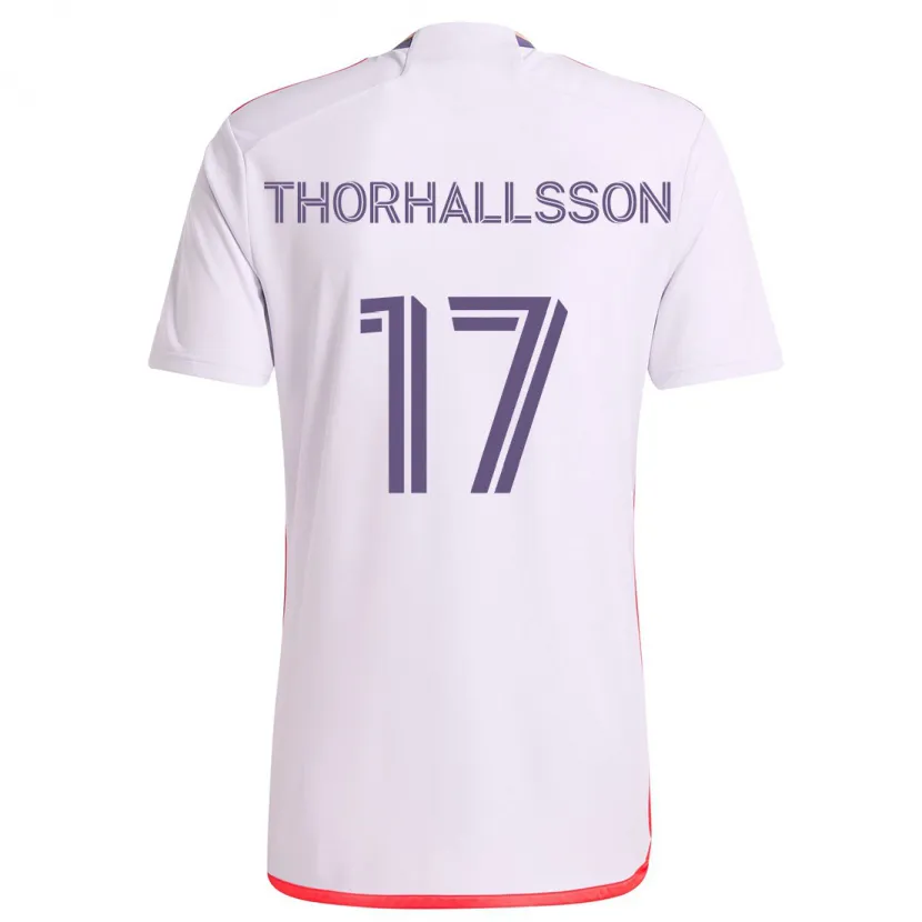 Danxen Kinderen Dagur Dan Thórhallsson #17 Wit Rood Paars Uitshirt Uittenue 2024/25 T-Shirt