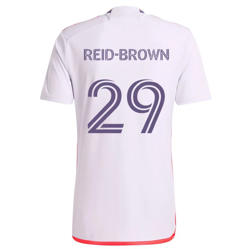 Danxen Kinderen Tahir Reid-Brown #29 Wit Rood Paars Uitshirt Uittenue 2024/25 T-Shirt