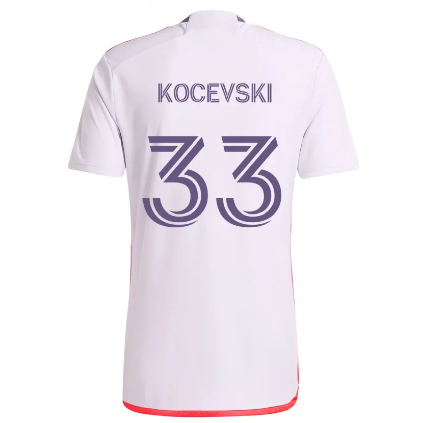 Danxen Kinderen Jeorgio Kocevski #33 Wit Rood Paars Uitshirt Uittenue 2024/25 T-Shirt