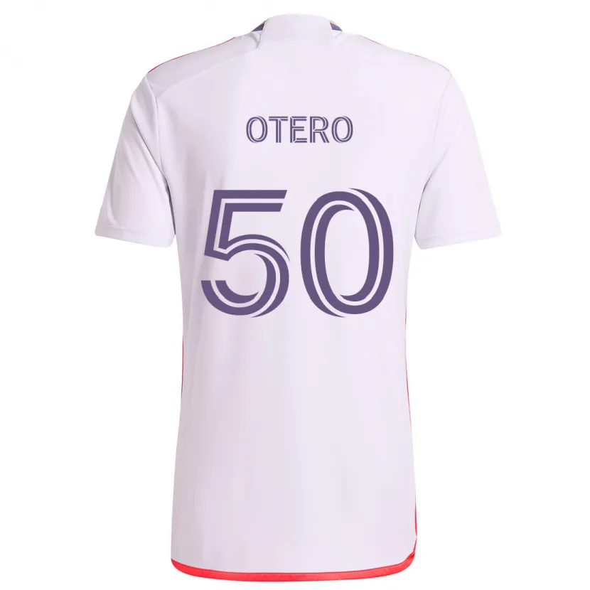 Danxen Kinderen Javier Otero #50 Wit Rood Paars Uitshirt Uittenue 2024/25 T-Shirt