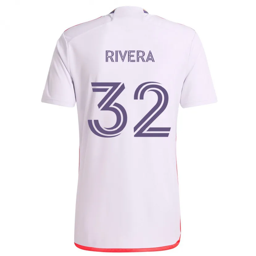 Danxen Kinderen Wilfredo Rivera #32 Wit Rood Paars Uitshirt Uittenue 2024/25 T-Shirt