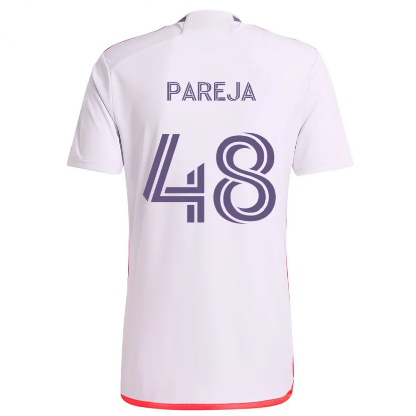 Danxen Kinderen Diego Pareja #48 Wit Rood Paars Uitshirt Uittenue 2024/25 T-Shirt