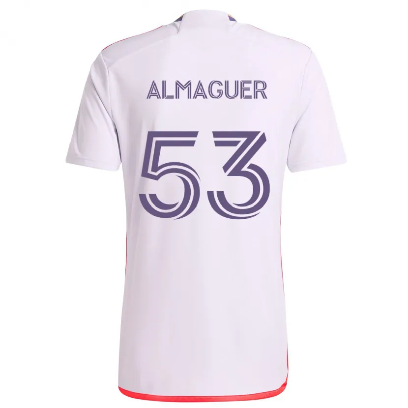 Danxen Kinderen Jorge Almaguer #53 Wit Rood Paars Uitshirt Uittenue 2024/25 T-Shirt